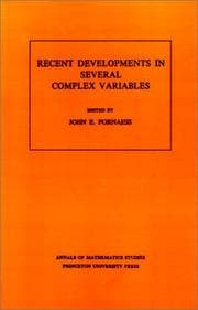 Tapa de Recent Developments in Several Complex Variables. (AM-100) (Annals of Mathematics Studies)