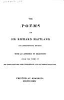 Tapa de Poems of Sir Richard Maitland of Lethingtoun, Knight