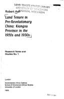 Tapa de Land tenure in pre-revolutionary China