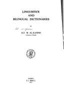 Tapa de Linguistics and bilingual dictionaries