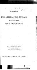 Tapa de Die Lehrlinge zu Sais Gedichte und Fragmente