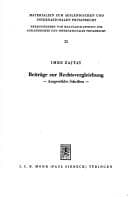 Tapa de Beiträge zur Rechtsvergleichung
