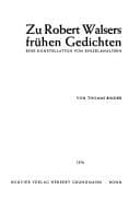 Tapa de Zu Robert Walsers frühen Gedichten
