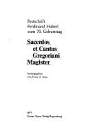 Tapa de Sacerdos et cantus Gregoriani magister