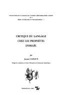 Tapa de Critique du langage chez les prophètes d'Israël