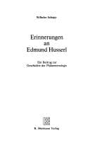 Tapa de Erinnerungen an Edmund Husserl