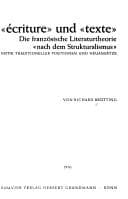 Tapa de Écriture und texte