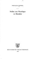 Tapa de Studien zum Physiologus im Mittelalter