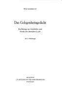 Tapa de Das Gelegenheitsgedicht