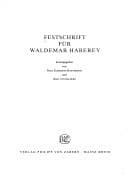 Tapa de Festschrift für Waldemar Haberey