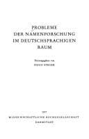 Tapa de Probleme der Namenforschung im deutschsprachigen Raum