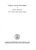 Tapa de Complex genetic programmes