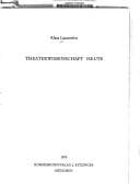 Tapa de Theaterwissenschaft heute