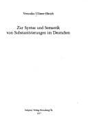Tapa de Zur Syntax und Semantik von Substantivierungen im Deutschen