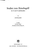 Tapa de Studien zum Ritterbegriff im 12. und 13. Jahrhundert