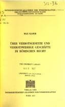 Tapa de Über Verbotsgesetze und verbotswidrige Geschäfte im römischen Recht
