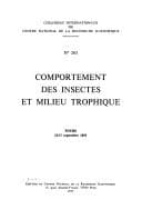 Tapa de Comportement des insectes et milieu trophique