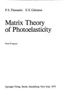 Tapa de Matrix theory of photoelasticity