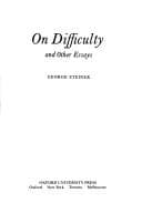 Tapa de On difficulty, and other essays