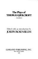 Tapa de The plays of Thomas Holcroft