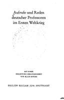 Tapa de Aufrufe und Reden deutscher Professoren im Ersten Weltkrieg