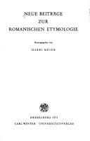 Tapa de Neue Beiträge zur romanischen Etymologie