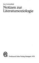 Tapa de Notizen zur Literatursoziologie