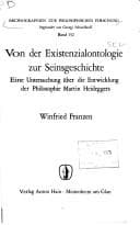 Tapa de Von der Existenzialontologie zur Seinsgeschichte