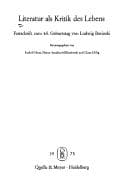 Tapa de Literatur als Kritik des Lebens