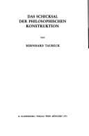 Tapa de Das Schicksal der philosophischen Konstruktion