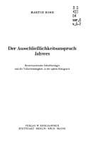 Tapa de Der Ausschliesslichkeitsanspruch Jahwes