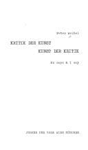 Tapa de Kritik der Kunst, Kunst der Kritik