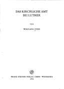 Tapa de Das kirchliche Amt bei Luther