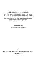 Tapa de Ideologienlehre und Wissenssoziologie