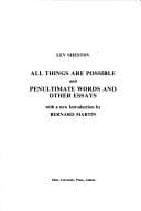 Tapa de All things are possible and Penultimate words and other essays