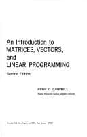 Tapa de An introduction to matrices, vectors, and linear programming