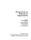 Tapa de Perspectives on behavior in organizations