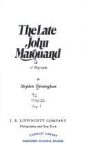 Tapa de The late John Marquand