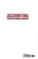 Tapa de Accounting, the basis for business decisions