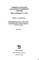 Tapa de American finance and Dutch investment, 1780-1805