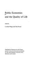 Tapa de Public economics and the quality of life