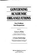 Tapa de Governing academic organizations