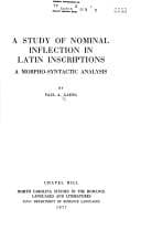 Tapa de A study of nominal inflections in Latin inscriptions