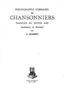 Tapa de Bibliographie Sommaire Des Chansonniers Francais Du Moyen Age