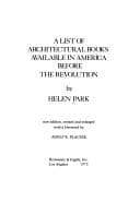 Tapa de A list of architectural books available in America before the Revolution
