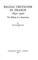 Tapa de Balzac criticism in France, 1850-1900