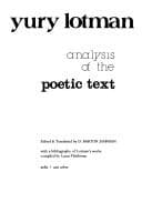 Tapa de Analysis of the poetic text