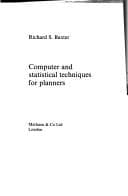 Tapa de Computer and statistical techniques for planners
