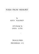 Tapa de Poem from memory