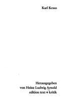 Tapa de Karl Kraus